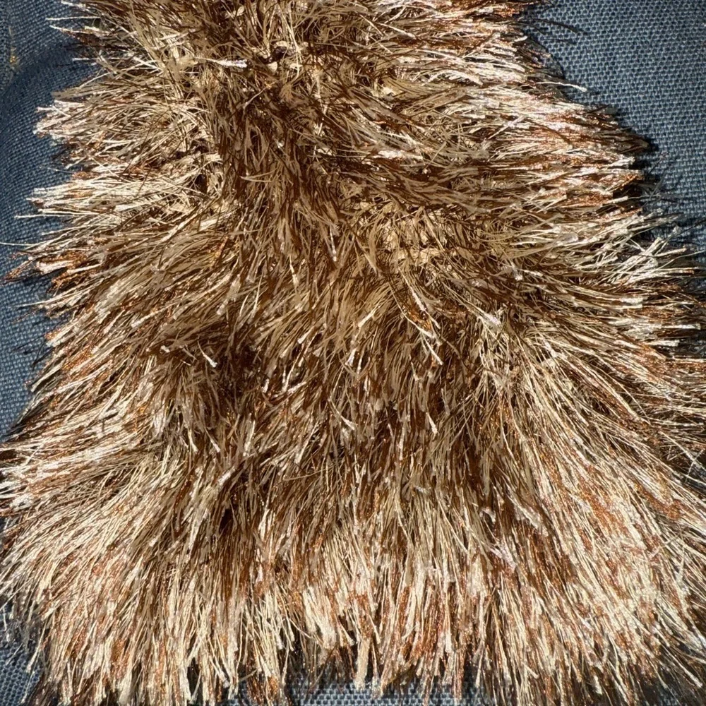 NWOT Fluffy Long Oblong Scarf in Brown & Tan.
